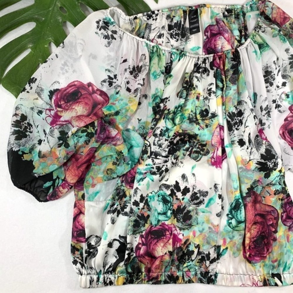 Floral Light Loose-Fitting Sheer Blouse Size XL